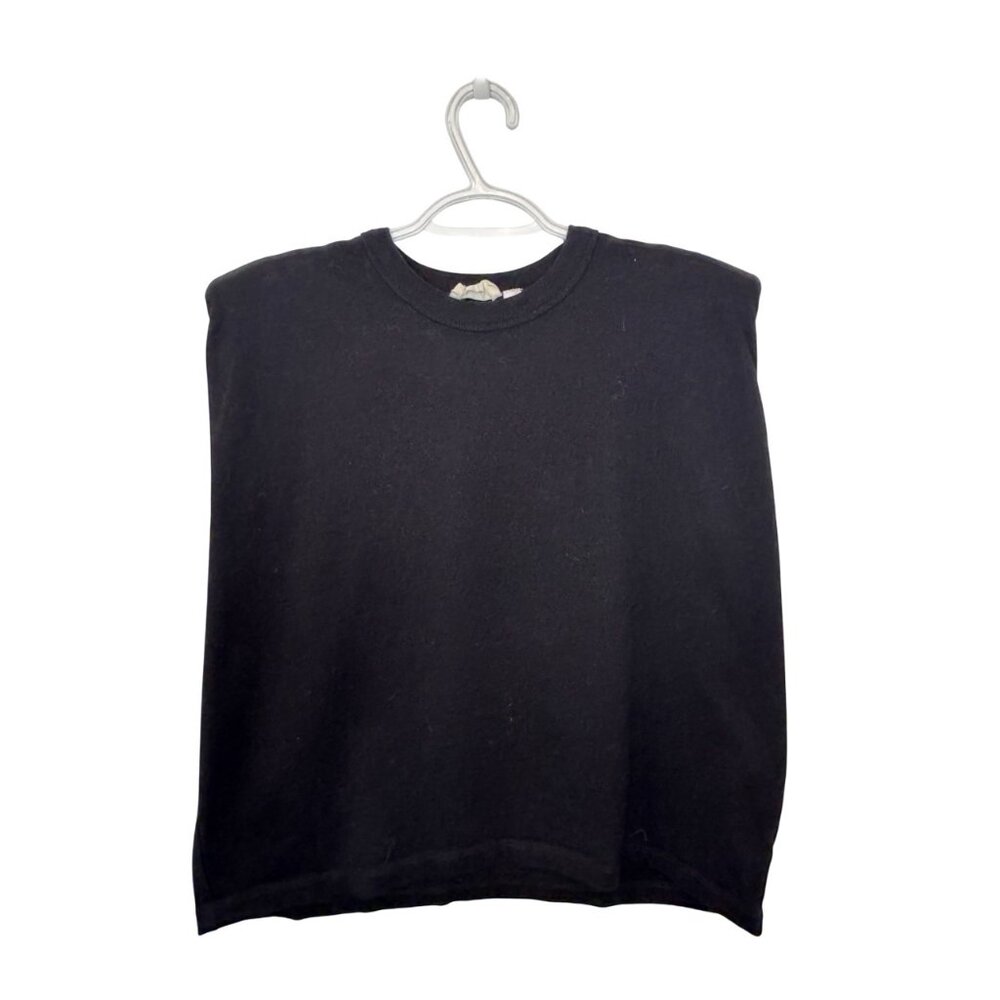 Retrod black sleeveless shoulder padded crop top size M